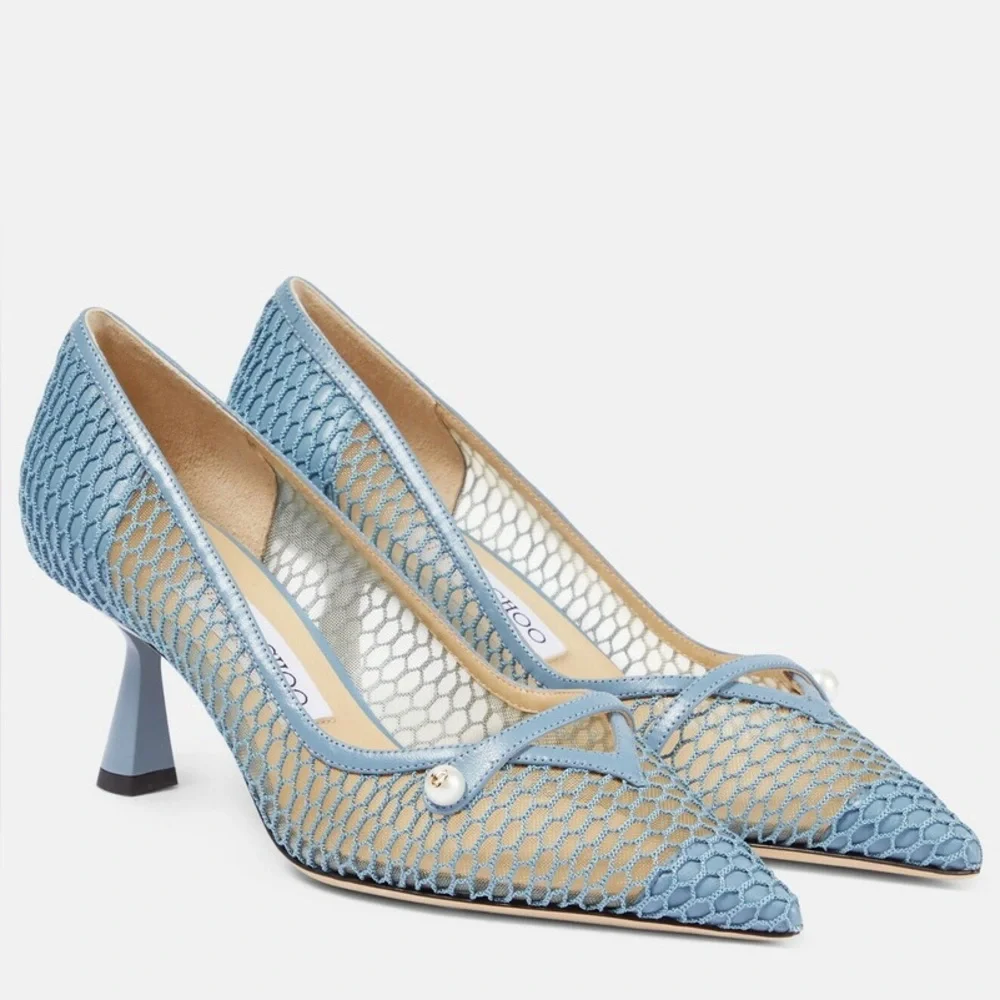Jimmy Choo Rosalia 65 mesh and leather pumps